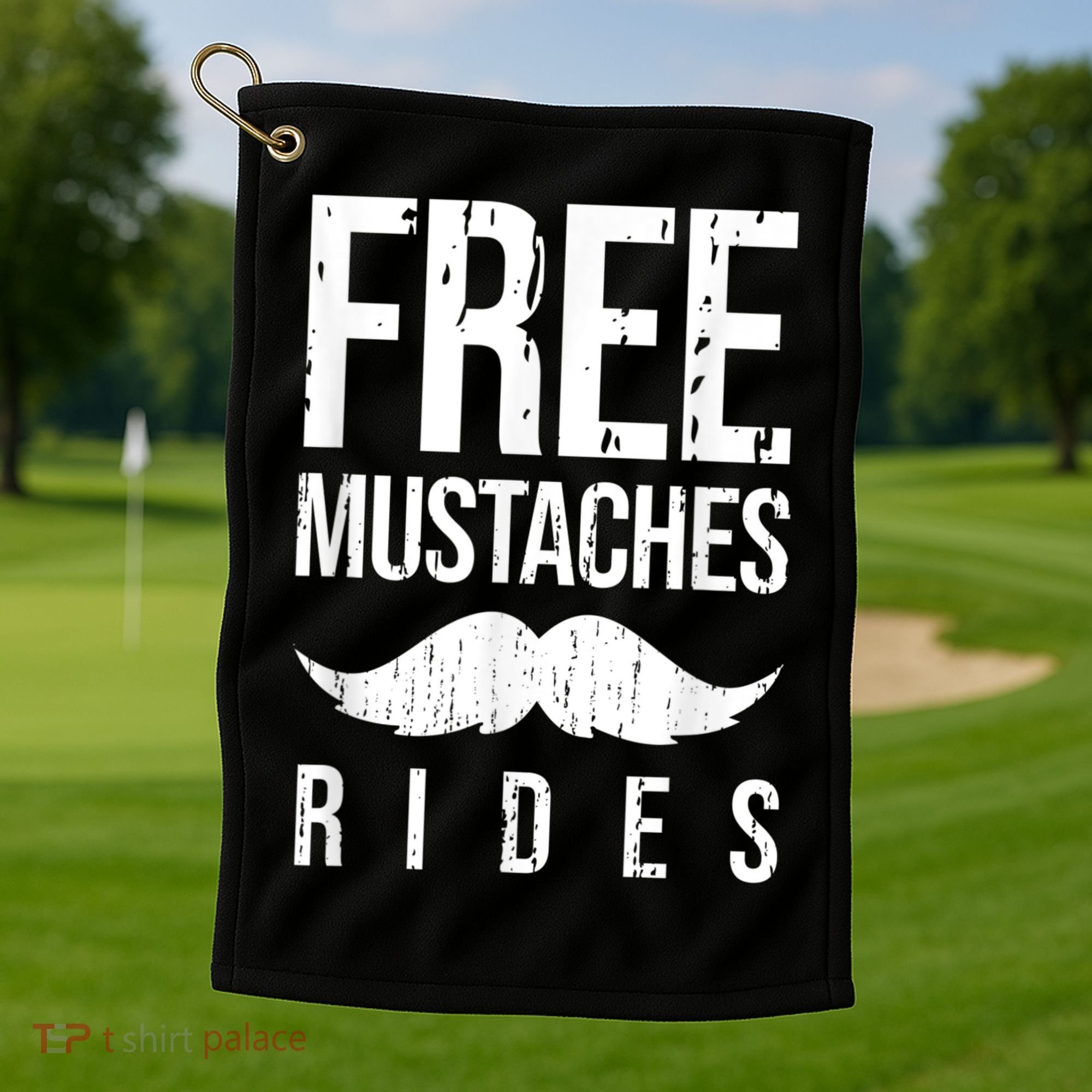 Free Mustache Rides Funny Golf Towel
