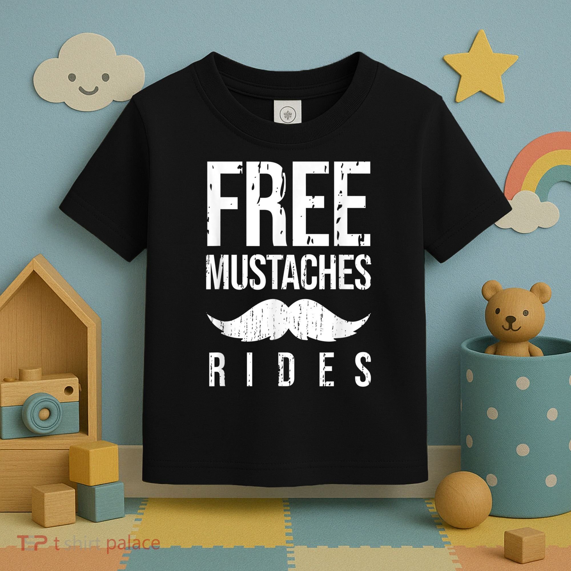 Free Mustache Rides Funny Toddler T-Shirt