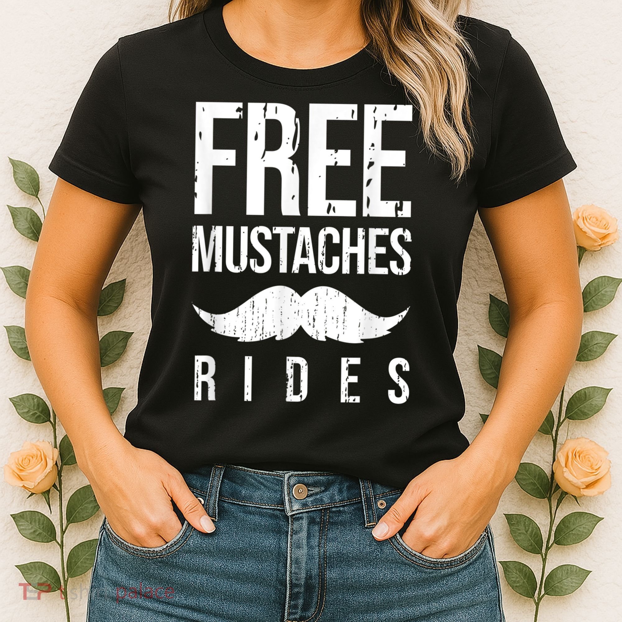 Free Mustache Rides Funny Women's T-Shirt