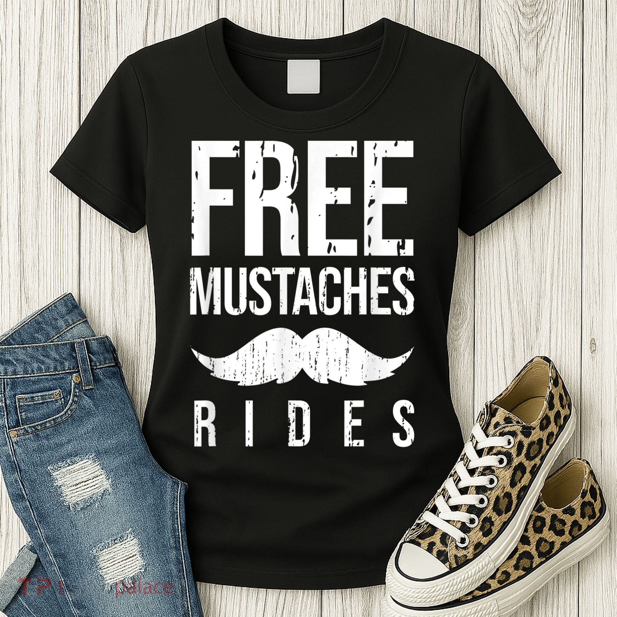 Free Mustache Rides Funny Women's T-Shirt