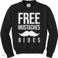 Free Mustache Rides Funny Kids Sweatshirt thumb 0