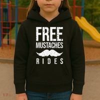 Free Mustache Rides Funny Kids Hoodie thumb 3