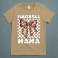 Football Mama Retro Groovy Football Mom Coquette Bow T-Shirt thumb 5