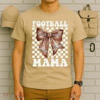 Football Mama Retro Groovy Football Mom Coquette Bow T-Shirt thumb 6