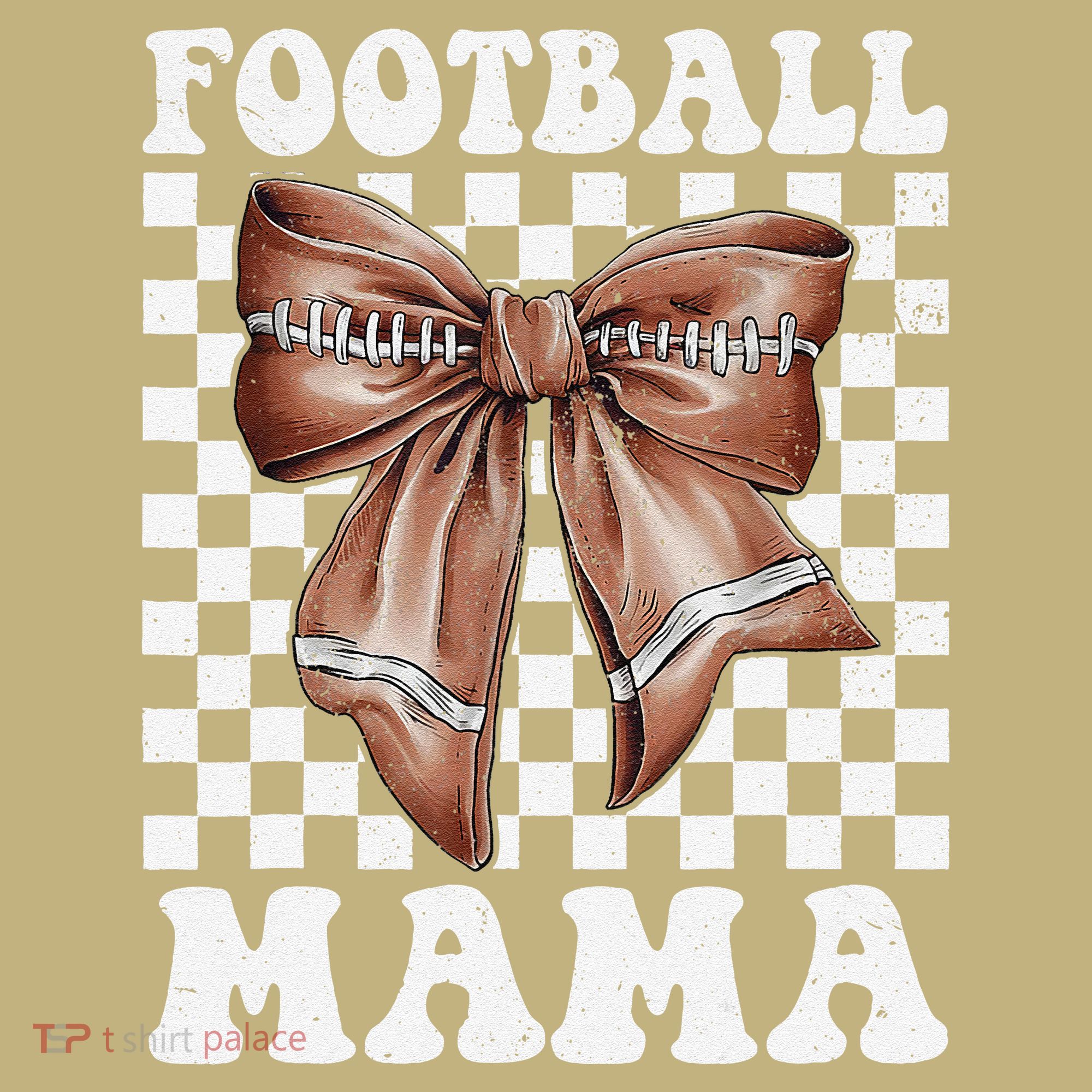 Football Mama Retro Groovy Football Mom Coquette Bow T-Shirt