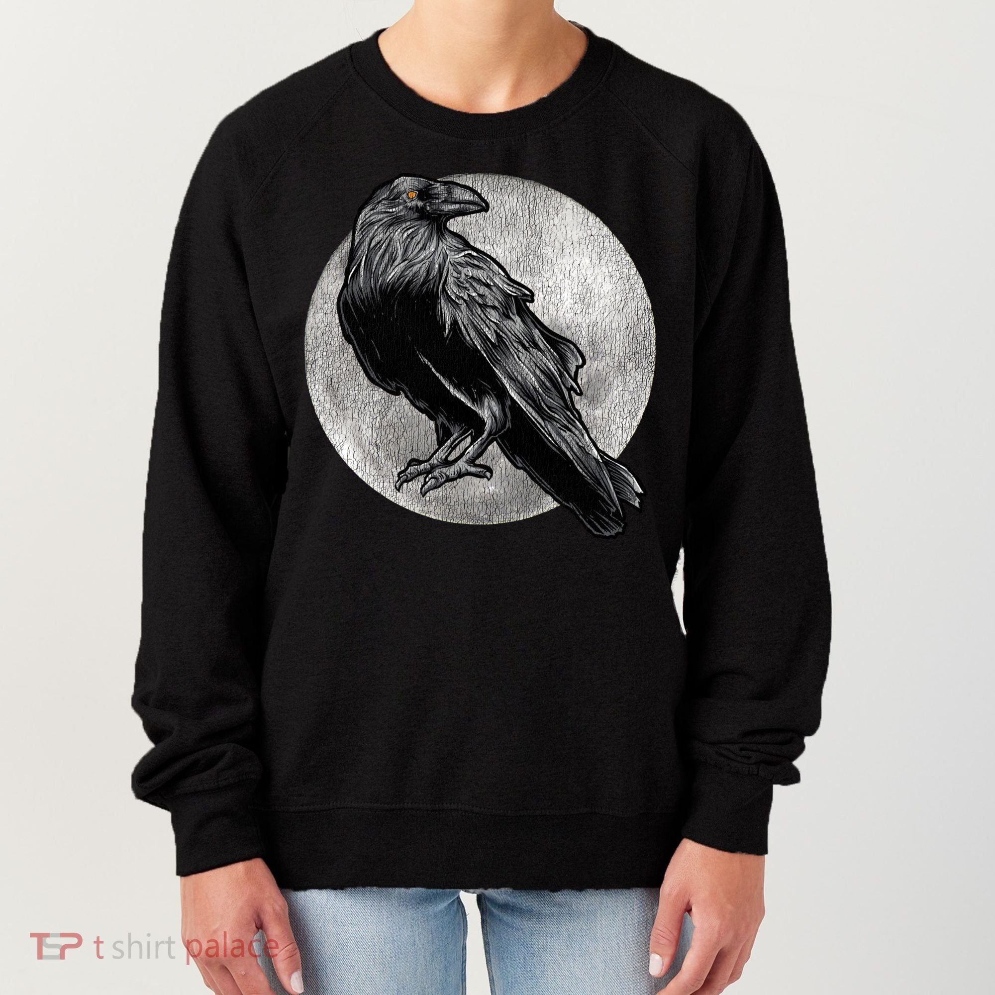 Full Moon Raven Bird Gift Scary Crow Women's Sweatshirt