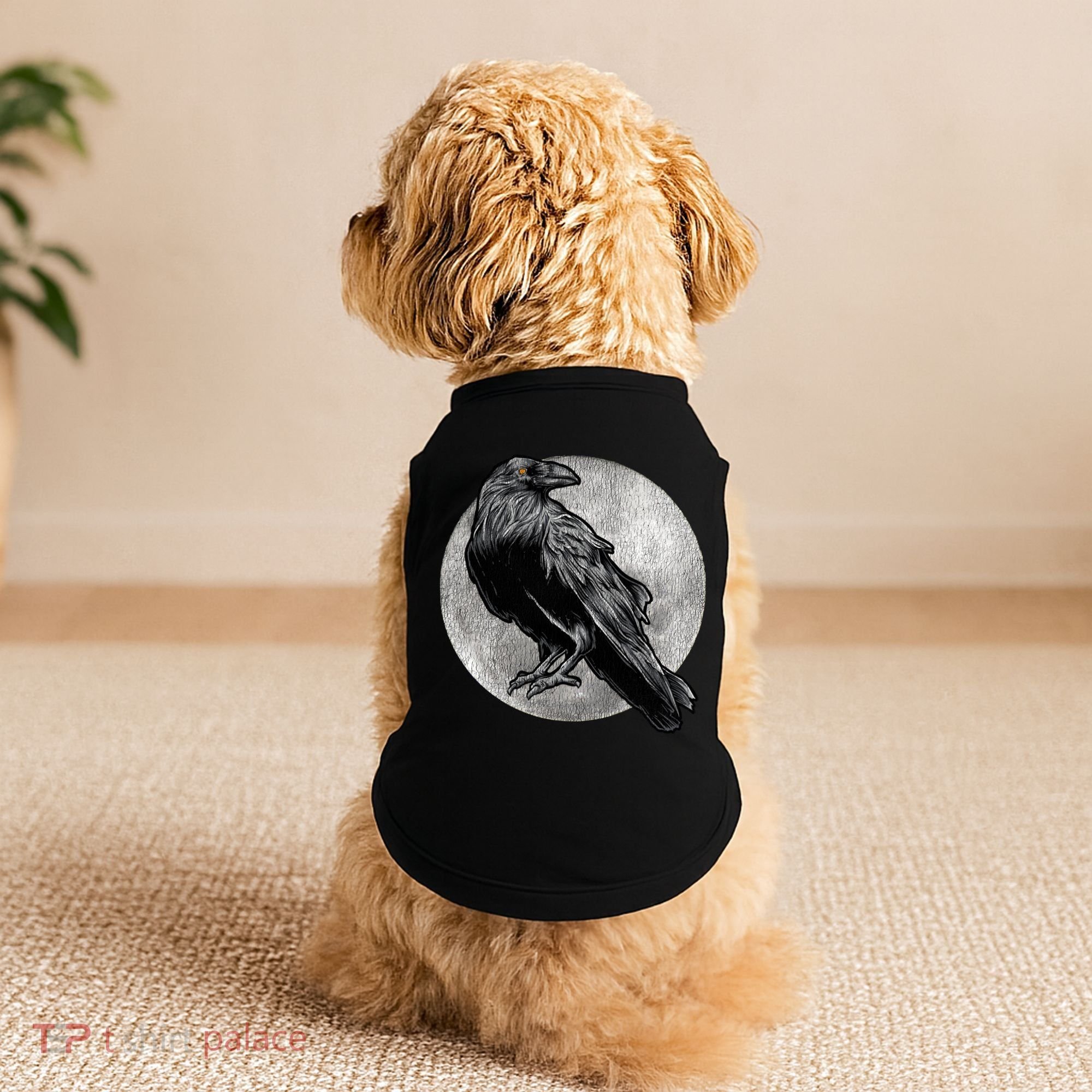 Full Moon Raven Bird Gift Scary Crow Doggie Tank