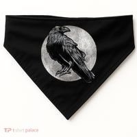 Full Moon Raven Bird Gift Scary Crow USA-Made Doggie Bandana thumb 0