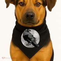Full Moon Raven Bird Gift Scary Crow USA-Made Doggie Bandana thumb 1