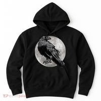 Full Moon Raven Bird Gift Scary Crow Hoodie thumb 0
