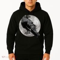 Full Moon Raven Bird Gift Scary Crow Hoodie thumb 2