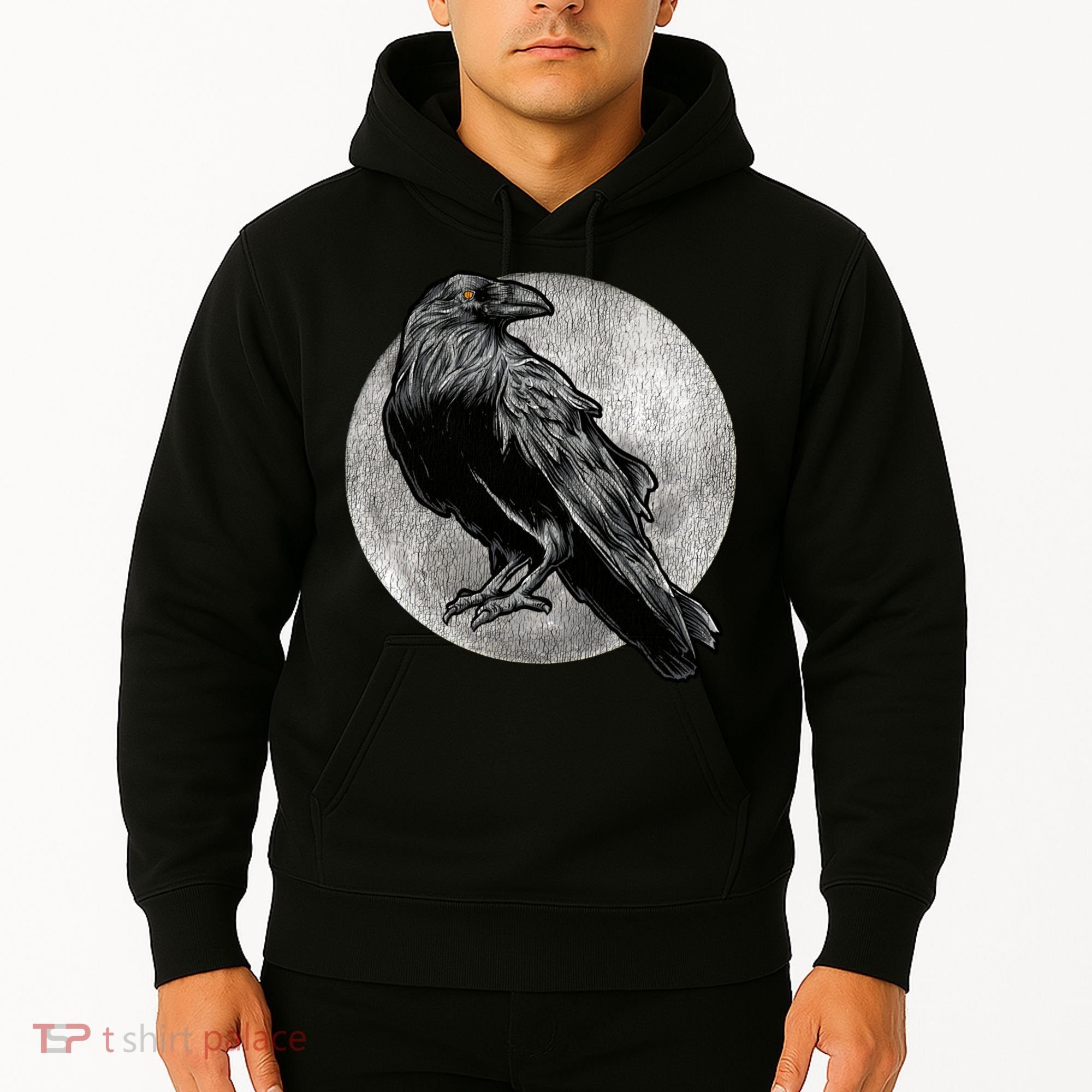Full Moon Raven Bird Gift Scary Crow Hoodie