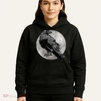Full Moon Raven Bird Gift Scary Crow Hoodie thumb 5