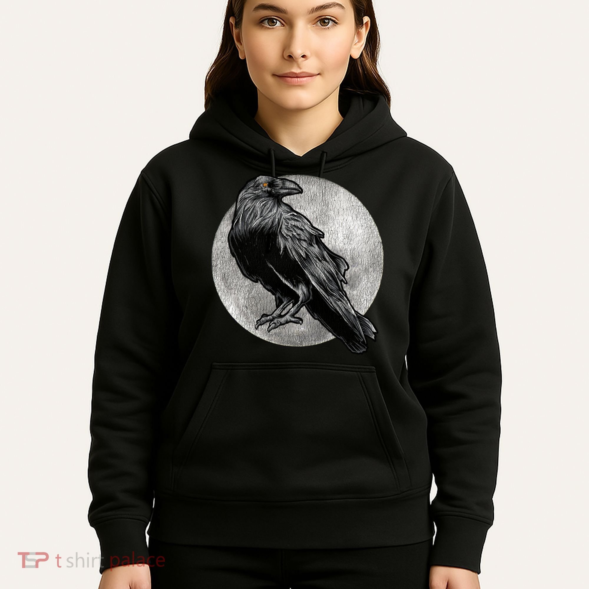 Full Moon Raven Bird Gift Scary Crow Hoodie