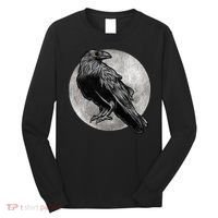 Full Moon Raven Bird Gift Scary Crow Long Sleeve Shirt thumb 0