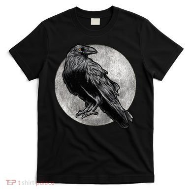 Full Moon Raven Bird Gift Scary Crow T-Shirt