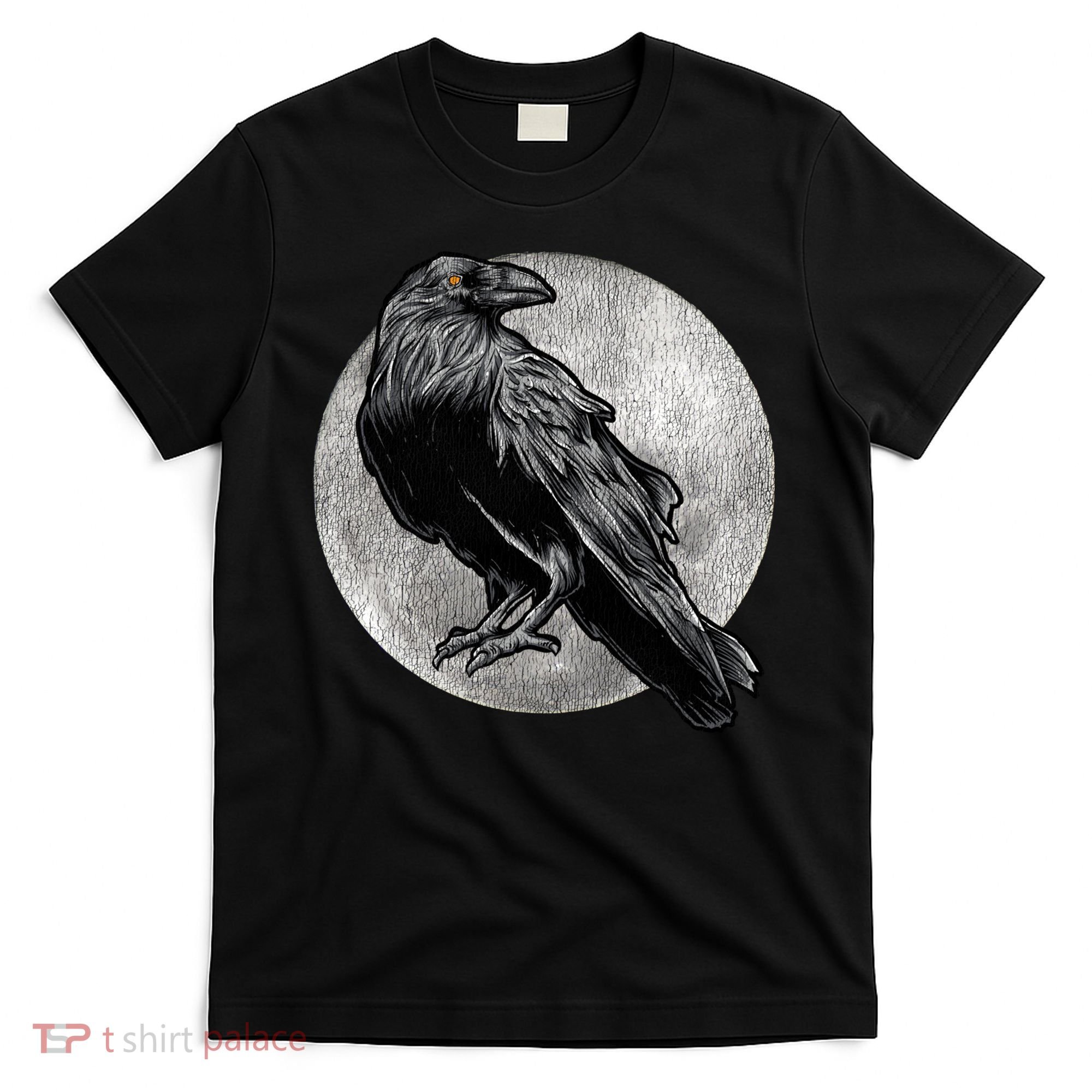 Full Moon Raven Bird Gift Scary Crow T-Shirt
