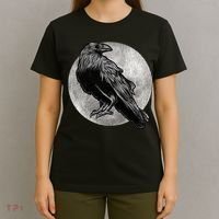 Full Moon Raven Bird Gift Scary Crow T-Shirt thumb 4
