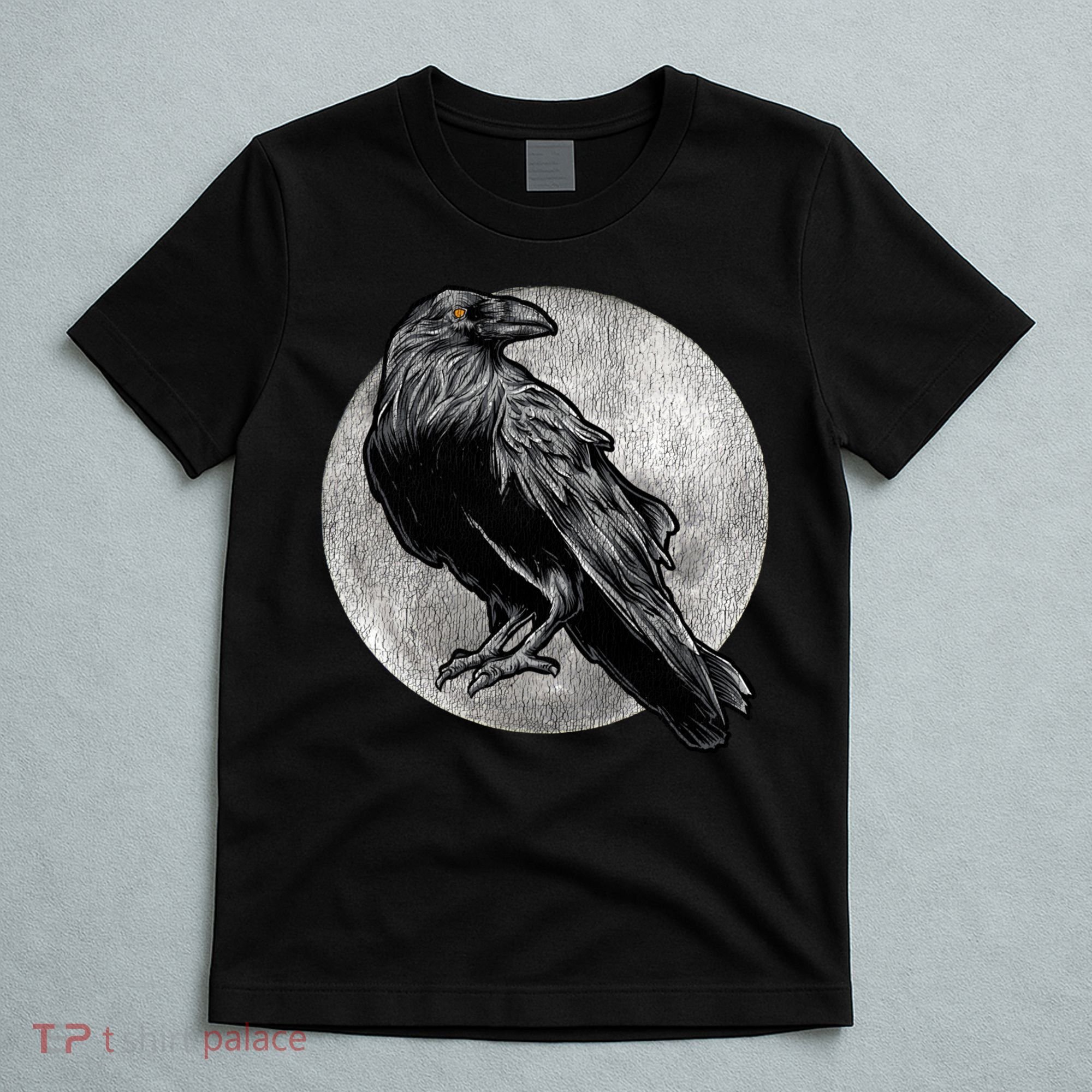 Full Moon Raven Bird Gift Scary Crow T-Shirt