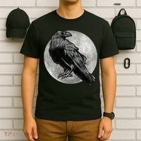 Full Moon Raven Bird Gift Scary Crow T-Shirt thumb 6