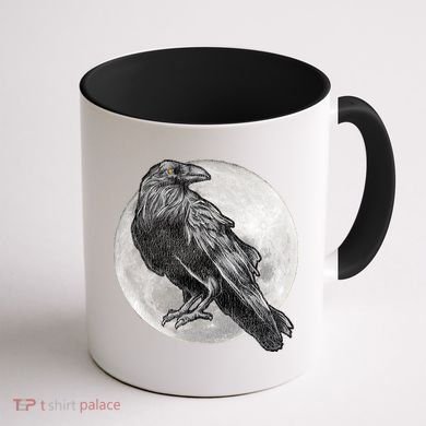 Full Moon Raven Bird Gift Scary Crow Coffee Mug back