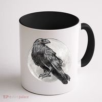 Full Moon Raven Bird Gift Scary Crow Coffee Mug thumb 1