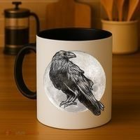 Full Moon Raven Bird Gift Scary Crow Coffee Mug thumb 4