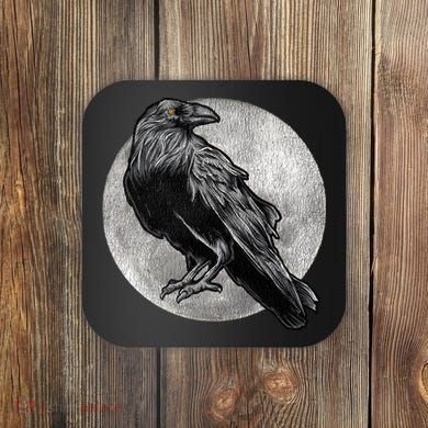 Full Moon Raven Bird Gift Scary Crow Coaster