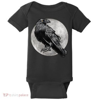 Full Moon Raven Bird Gift Scary Crow Baby Bodysuit