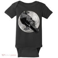 Full Moon Raven Bird Gift Scary Crow Baby Bodysuit thumb 0