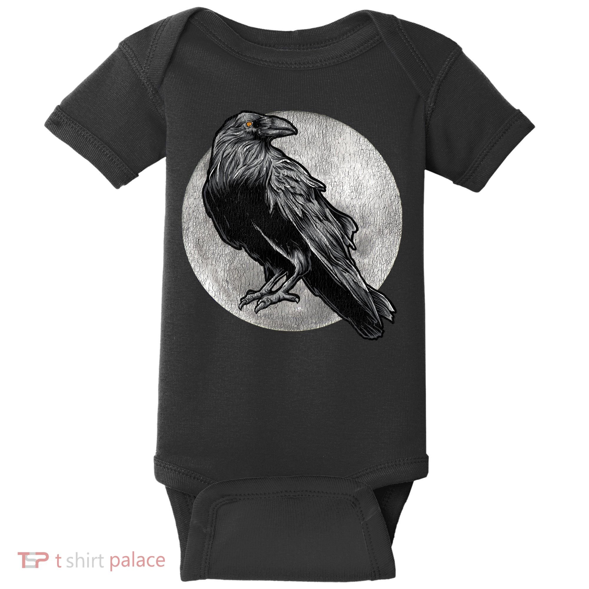 Full Moon Raven Bird Gift Scary Crow Baby Bodysuit