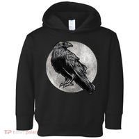 Full Moon Raven Bird Gift Scary Crow Toddler Hoodie thumb 0