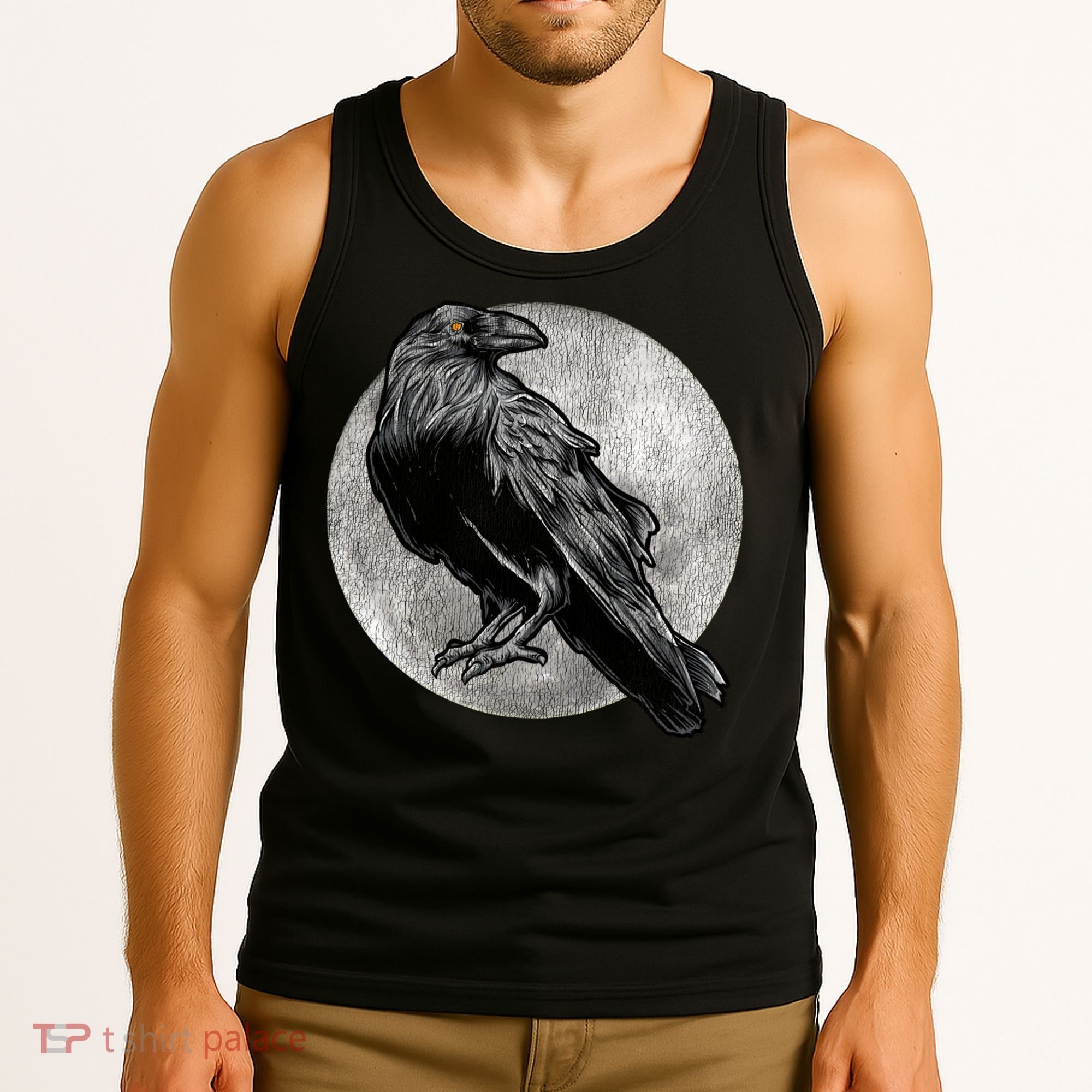 Full Moon Raven Bird Gift Scary Crow Tank Top