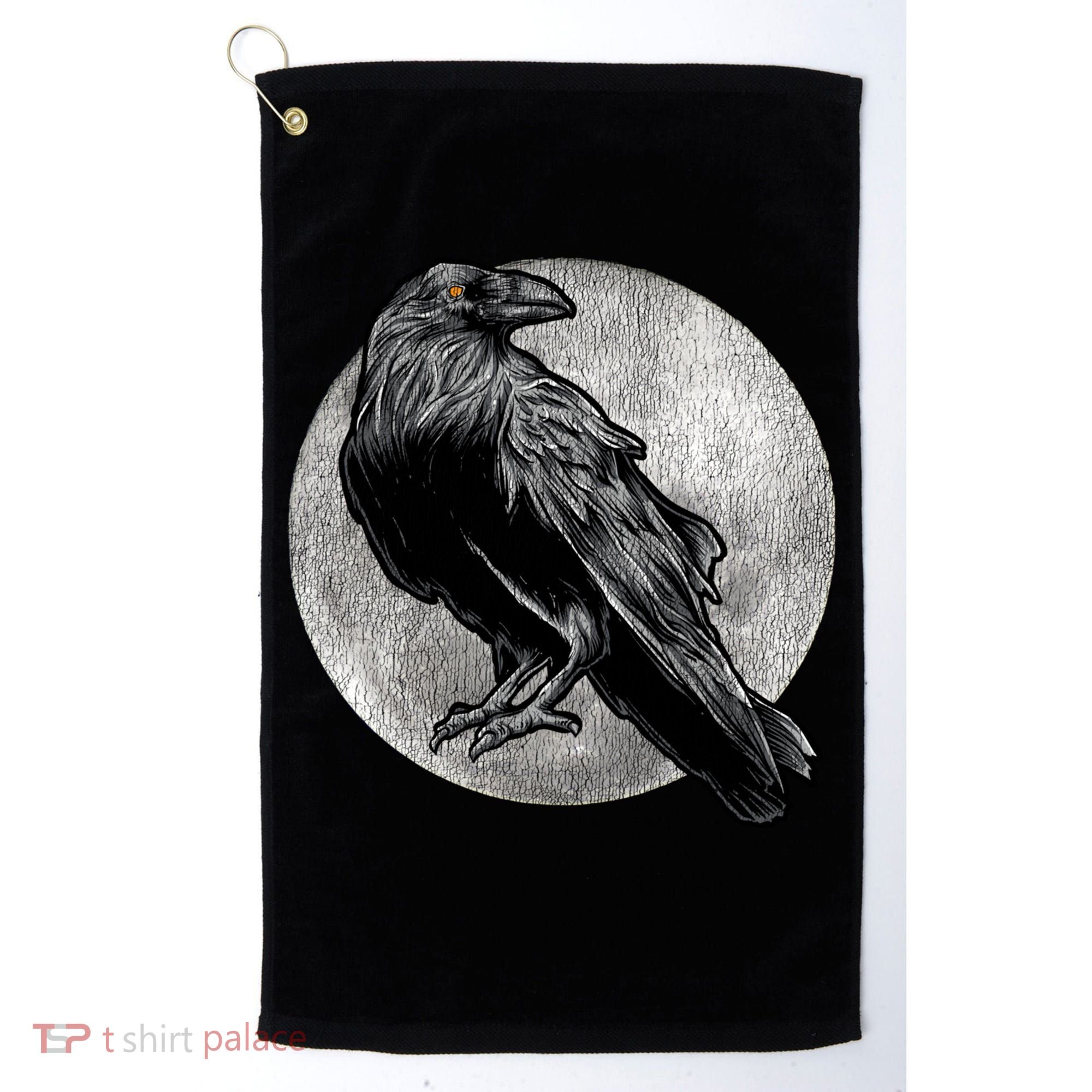 Full Moon Raven Bird Gift Scary Crow Golf Towel