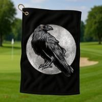 Full Moon Raven Bird Gift Scary Crow Golf Towel thumb 1