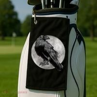 Full Moon Raven Bird Gift Scary Crow Golf Towel thumb 2