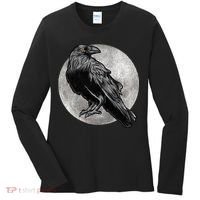 Full Moon Raven Bird Gift Scary Crow Women's Long Sleeve Shirt thumb 0