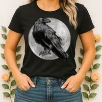Full Moon Raven Bird Gift Scary Crow Women's T-Shirt thumb 2