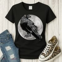 Full Moon Raven Bird Gift Scary Crow Women's T-Shirt thumb 3