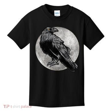 Full Moon Raven Bird Gift Scary Crow Kids T-Shirt