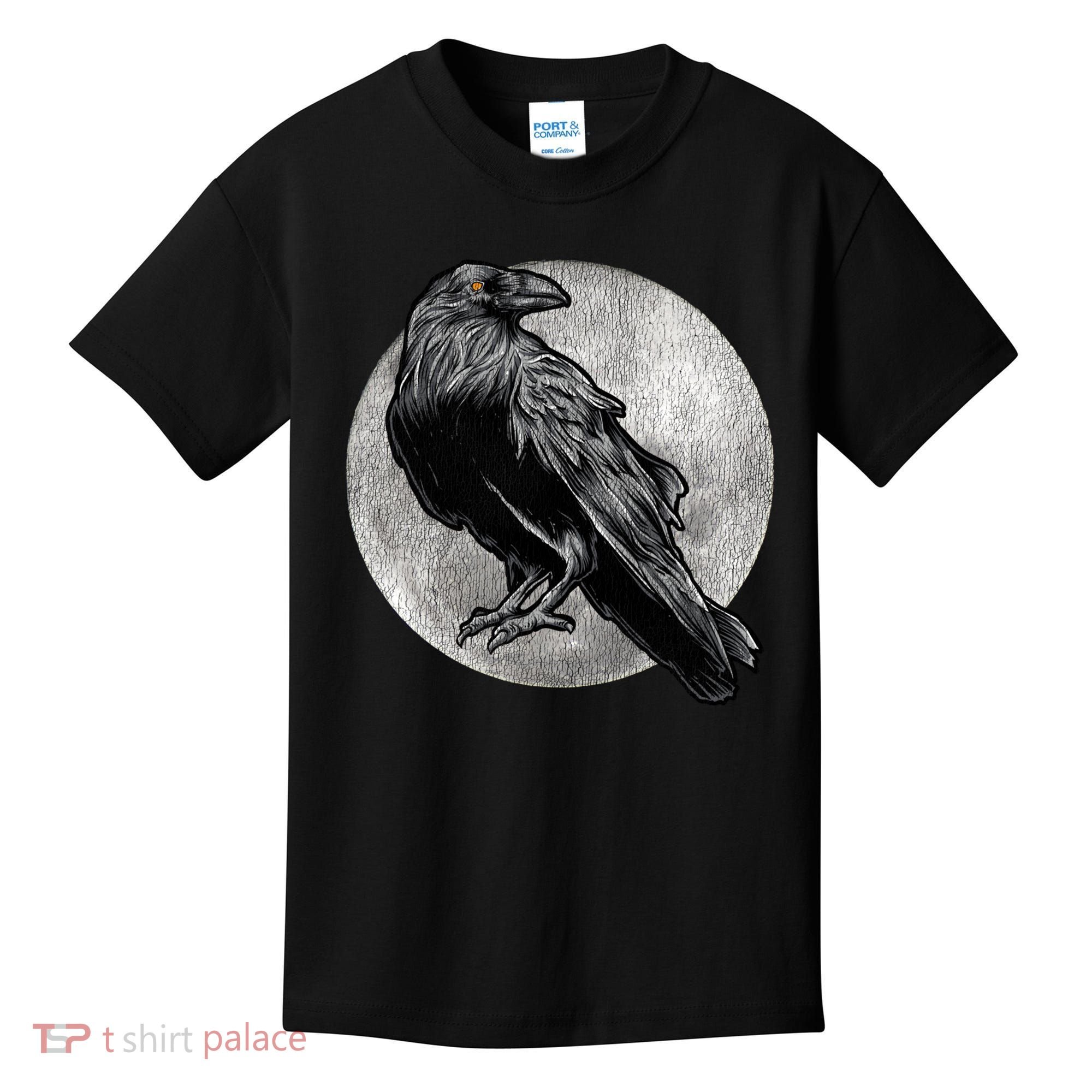 Full Moon Raven Bird Gift Scary Crow Kids T-Shirt