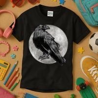 Full Moon Raven Bird Gift Scary Crow Kids T-Shirt thumb 3
