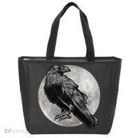 Full Moon Raven Bird Gift Scary Crow Tote Bag thumb 0