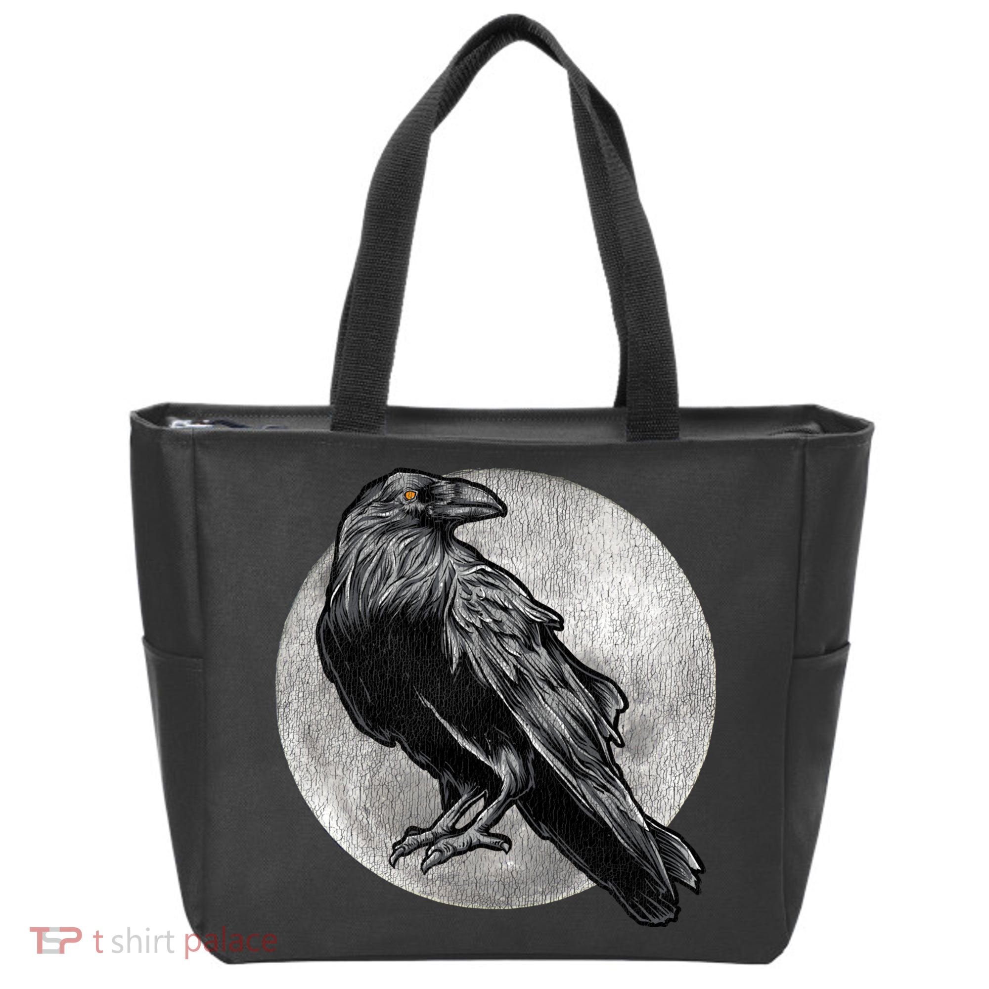 Full Moon Raven Bird Gift Scary Crow Tote Bag