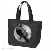 Full Moon Raven Bird Gift Scary Crow Tote Bag thumb 3