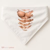 Fake Muscles Ripped Torn Chest Six Pack Abs Fitness Model USA-Made Doggie Bandana thumb 0
