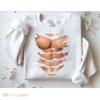 Fake Muscles Ripped Torn Chest Six Pack Abs Fitness Model Sweatshirt thumb 2