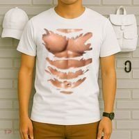 Fake Muscles Ripped Torn Chest Six Pack Abs Fitness Model T-Shirt thumb 6