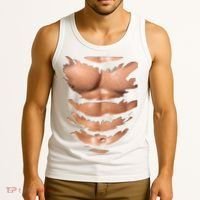 Fake Muscles Ripped Torn Chest Six Pack Abs Fitness Model Tank Top thumb 3