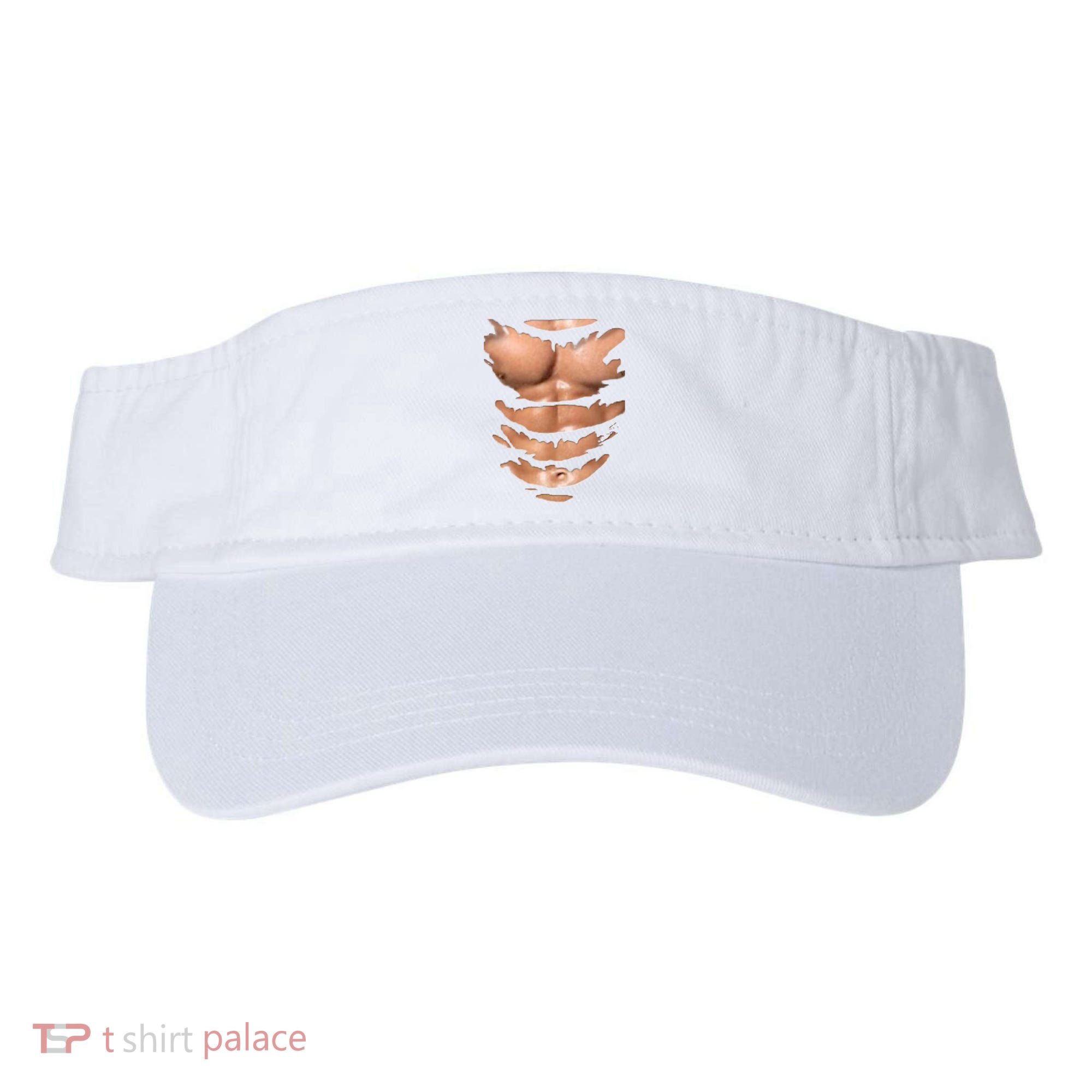 Fake Muscles Ripped Torn Chest Six Pack Abs Fitness Model Visor